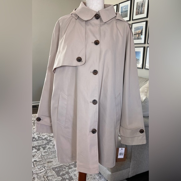 Weatherproof Water Resistant Button Front Hooded Topper Jacket Size 2X - Picture 8 of 12